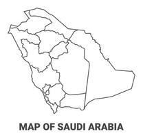 Outline Saudi Arabia Map With borders of region illustration vector