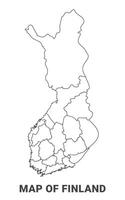 Outline Finland Map With borders of region illustration vector
