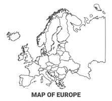 Outline Europe Map With borders of region illustration vector