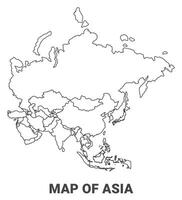 Outline Asia Map With borders of region illustration vector