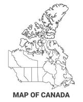 Outline Canada Map With borders of region illustration vector