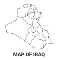 Outline Iraq Map With borders of region illustration vector