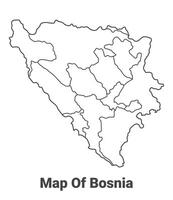 Outline Bosnia Map With borders of region illustration vector