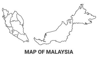 Outline Malaysia Map With borders of region illustration vector