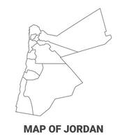 Outline Jordan Map With borders of region illustration vector