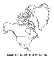 Outline North America Map With borders of region illustration vector
