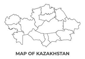 Outline Kazakhstan Map With borders of region illustration vector
