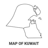 Outline Kuwait Map With borders of region illustration vector