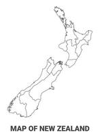 Outline New Zealand Map With borders of region illustration vector