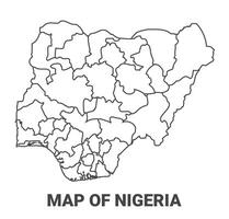 Outline Nigeria Map With borders of region illustration vector