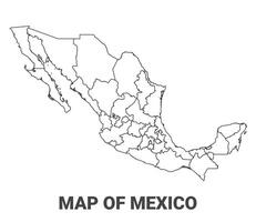 Outline Mexico Map With borders of region illustration vector