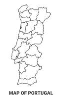 Outline Portugal Map With borders of region illustration vector