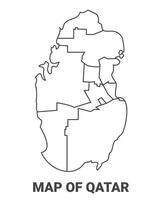 Outline Qatar Map With borders of region illustration vector