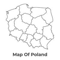 Outline Poland Map With borders of region illustration vector