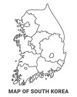 Outline South Korea Map With borders of region illustration vector