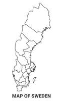 Outline Sweden Map With borders of region illustration vector