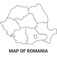 Outline Romania Map With borders of region illustration vector