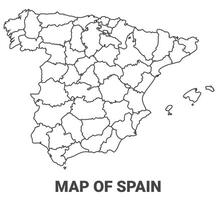 Outline Spain Map With borders of region illustration vector