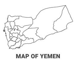 Outline Yemen Map With borders of region illustration vector