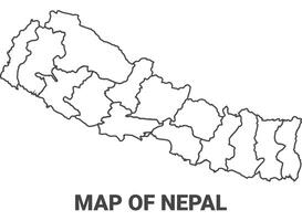 Outline Nepal Map With borders of region illustration vector