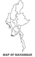 Outline Mayanmar Map With borders of region illustration vector