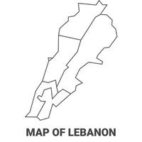 Outline Lebanon Map With borders of region illustration vector