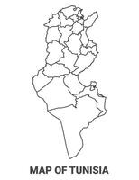 Outline Tunisia Map With borders of region illustration vector