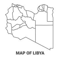 Outline Libya Map With borders of region illustration vector