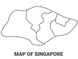 Outline Singapore Map With borders of region illustration vector