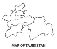 Outline Tajikistan Map With borders of region illustration vector