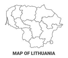 Outline Lithuania Map With borders of region illustration vector