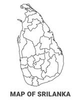 Outline Sri Lanka Map With borders of region illustration vector