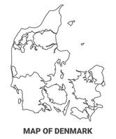 Outline Denmark Map With borders of region illustration vector
