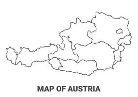 Outline Austria Map With borders of region illustration vector