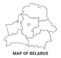 Outline Belarus Map With borders of region illustration vector