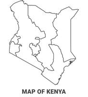 Outline Kenya Map With borders of region illustration vector