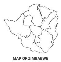 Outline Zimbabwe Map With borders of region illustration vector