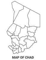 Outline Chad Map With borders of region illustration vector