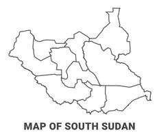 Outline South Sudan Map With borders of region illustration vector