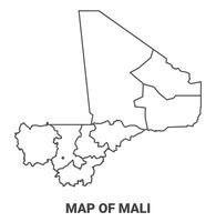 Outline Mali Map With borders of region illustration vector