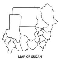 Outline Sudan Map With borders of region illustration vector