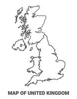 Outline United Kingdom Map With borders of region illustration vector