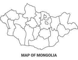 Outline Mongolia Map With borders of region illustration vector