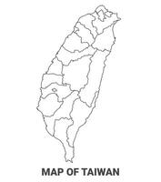 Outline Taiwan Map With borders of region illustration vector