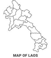 Outline Laos Map With borders of region illustration vector