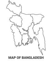 Outline Bangladesh Map With borders of region illustration vector