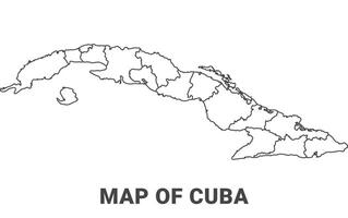 Outline Cuba Map With borders of region illustration vector