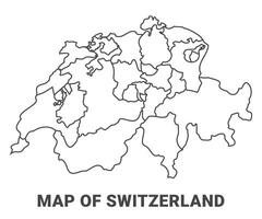 Outline Switzerland Map With borders of region illustration vector