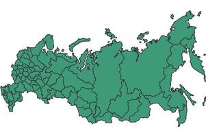Green Russia simple map with states border outline illustration vector