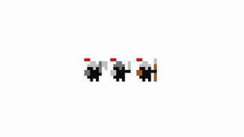 Three knight pixel art animation. Animated retro game pixelated video